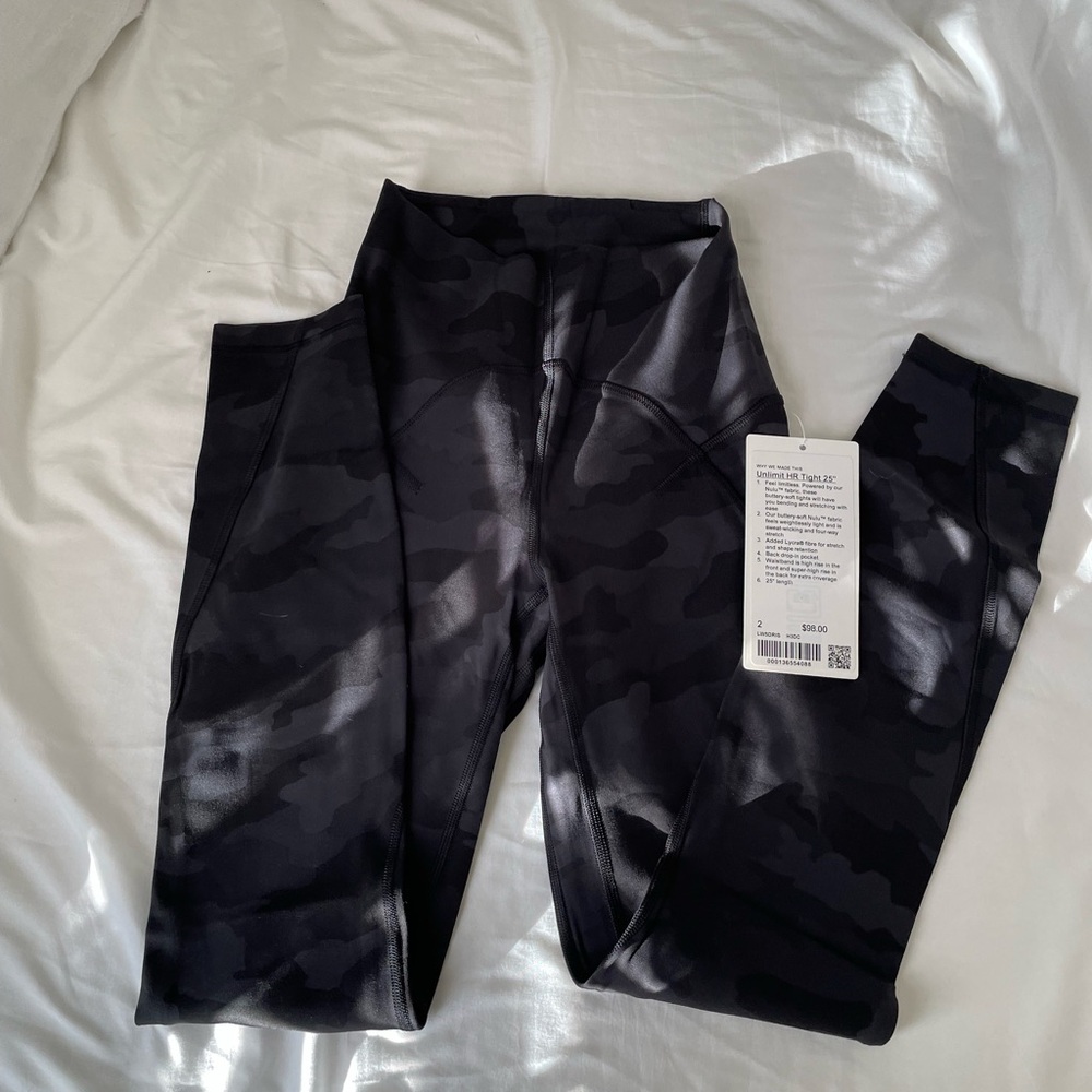 Lululemon Unlimit Align Fabric Black Camo Size 2 NWT